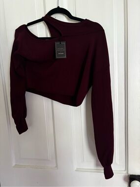 Michael Costello Burgundy One-Shoulder Dress